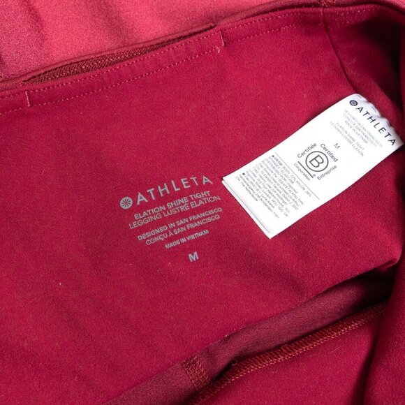 Athleta Elation Shine Tight Shiny Metallic Deep Red Activewear Leggings - Picture 7 of 15